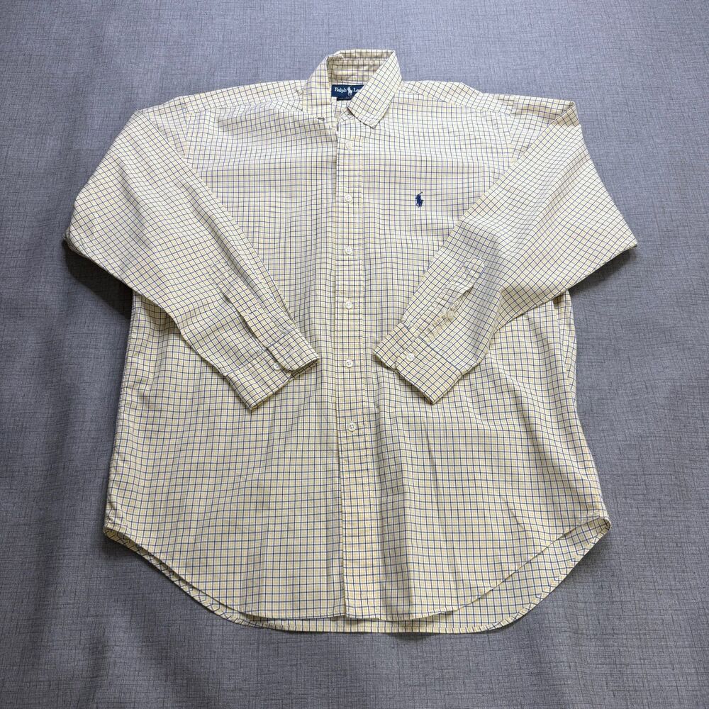 Ralph Lauren Blake Shirt Men's M Yellow Plaid Cotton Long Sleeve Button Down